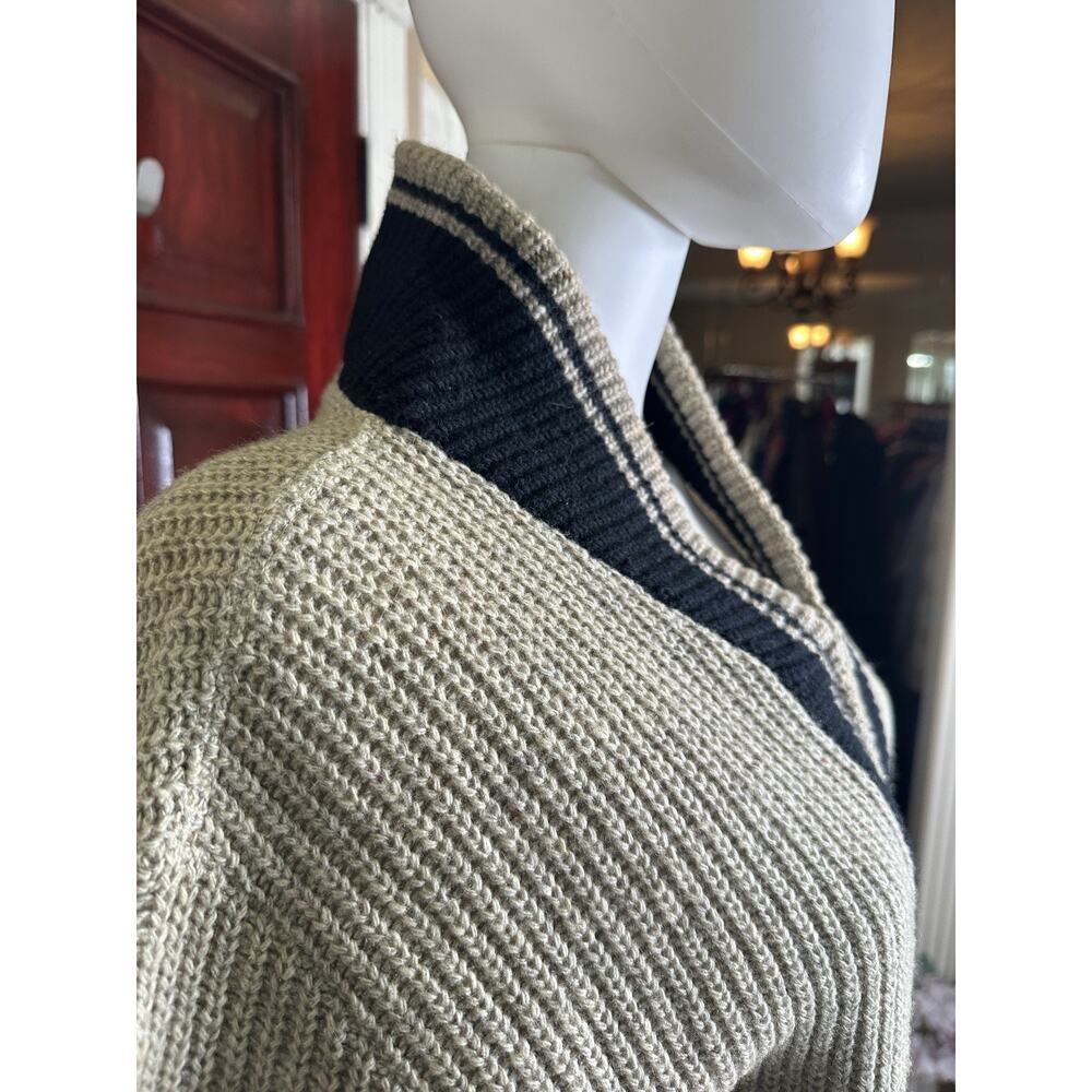 VTG 50s 60s Richline Lambswool Orlon Zip-Up Cardigan Sweater - Grey/Black - M/L - Picture 4 of 9